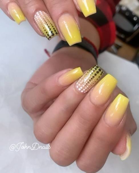 Attractive Girls Nail Yellow Square