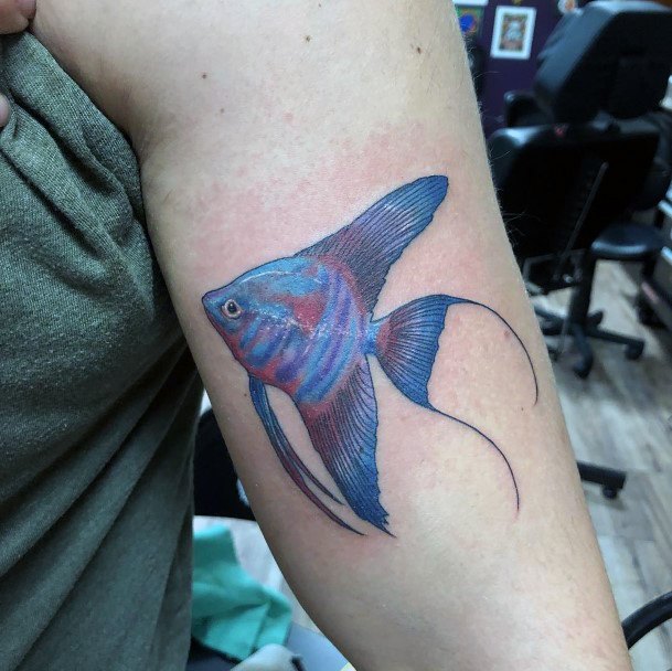 Attractive Girls Tattoo Angel Fish