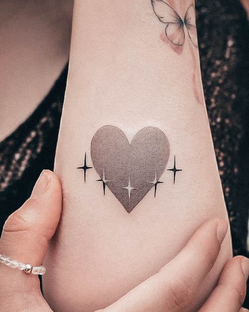 Attractive Girls Tattoo Awesome Dotwork Heart Forearm