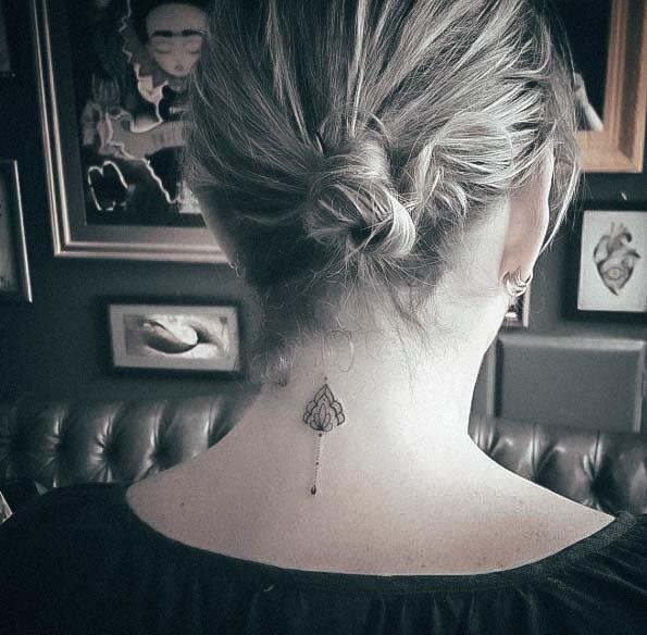 Attractive Girls Tattoo Back Of Neck