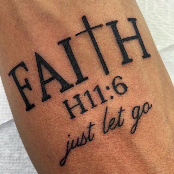 Attractive Girls Tattoo Bible Verse Fath Just Let Go