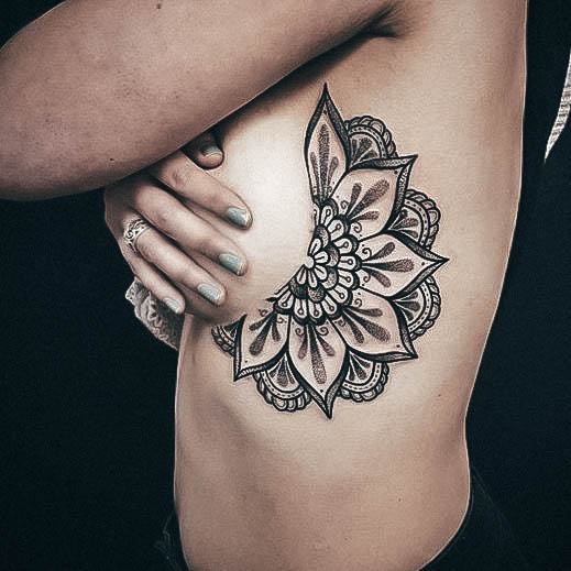 Attractive Girls Tattoo Boob Mandala Pattern Star