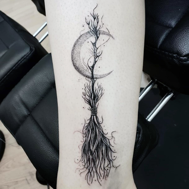 Attractive Girls Tattoo Broomstick