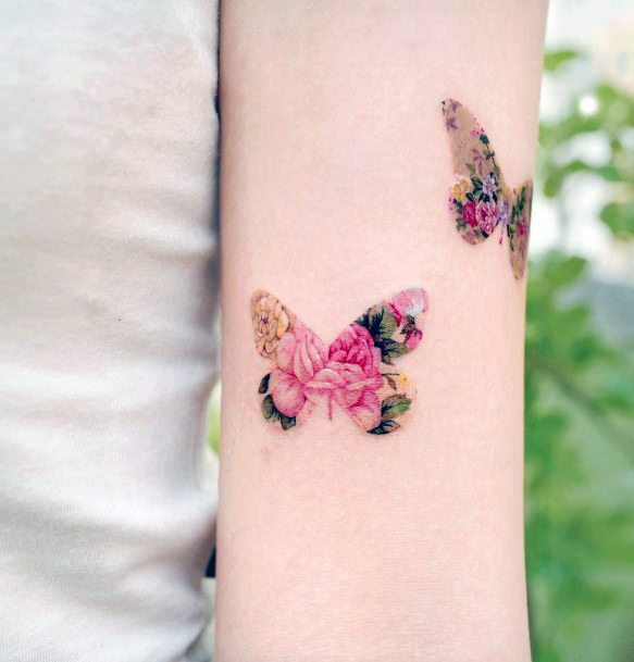 Attractive Girls Tattoo Butterfly Flower