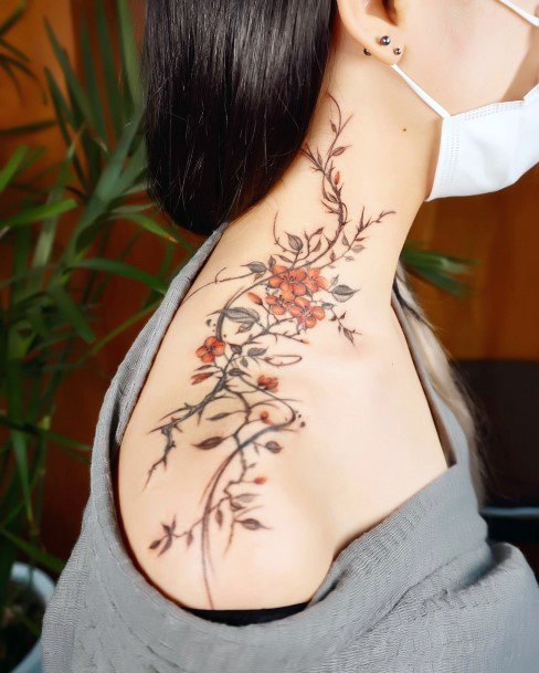 Attractive Girls Tattoo Camellia