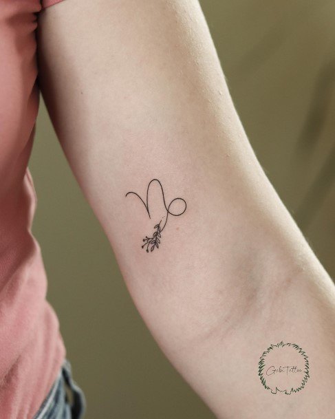 Attractive Girls Tattoo Capricorn Simple Symbol
