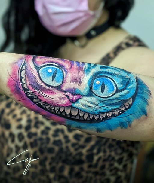 Attractive Girls Tattoo Cheshire Cat