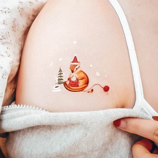 Attractive Girls Tattoo Christmas Tree