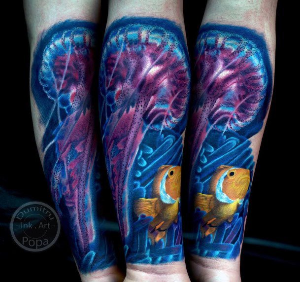 Attractive Girls Tattoo Clown Fish