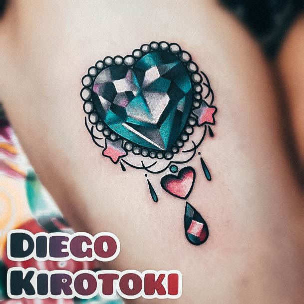 Attractive Girls Tattoo Diamond New School