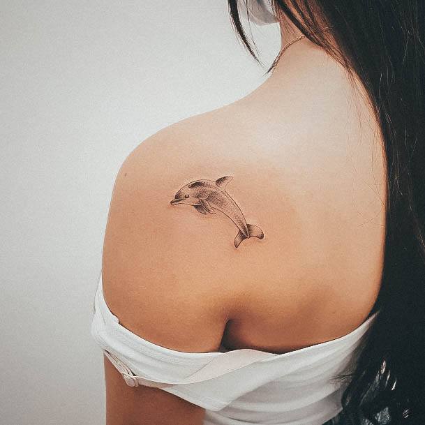 Attractive Girls Tattoo Dolphin