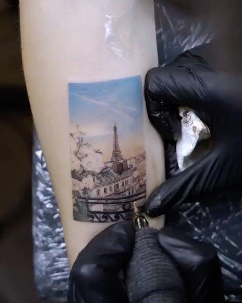 Attractive Girls Tattoo Eiffel Tower