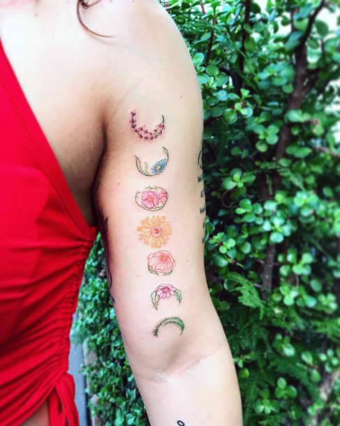 Attractive Girls Tattoo Flower Moon