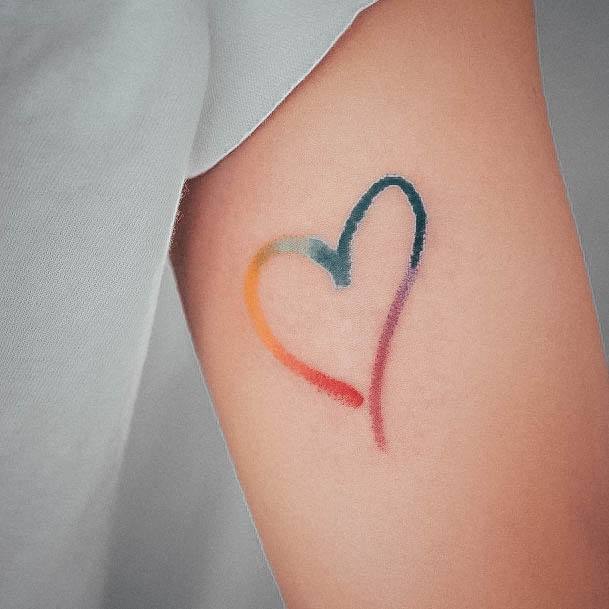 Attractive Girls Tattoo Girly Colorful Heart Small