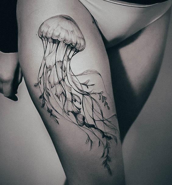 Attractive Girls Tattoo Jellyfish