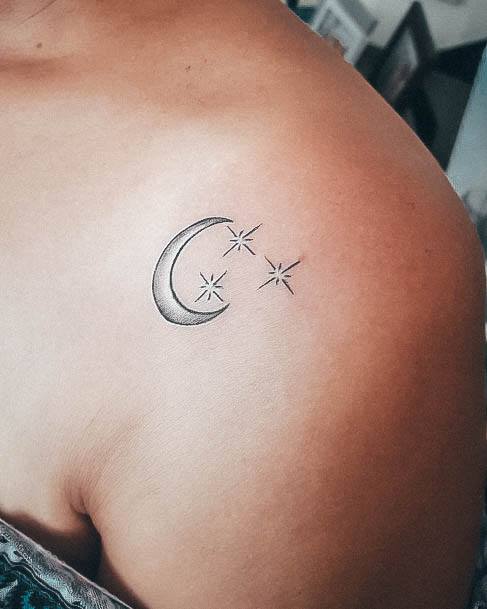 Attractive Girls Tattoo Moon And Stars