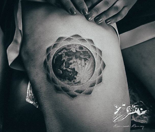 Attractive Girls Tattoo Moon