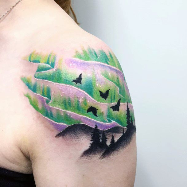 Attractive Girls Tattoo Northern Lights