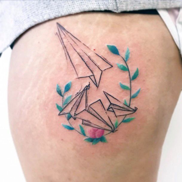 Attractive Girls Tattoo Paper Airplane