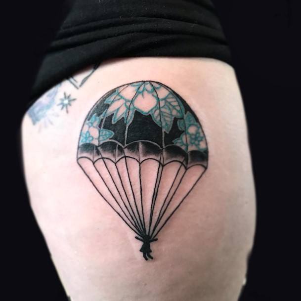 Attractive Girls Tattoo Parachute Skydiving