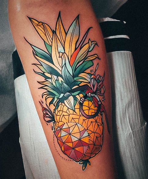 Attractive Girls Tattoo Pineapple