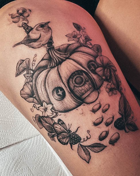 Attractive Girls Tattoo Pumpkin