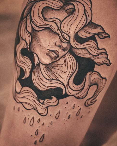 Attractive Girls Tattoo Rain