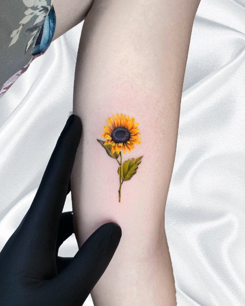 Attractive Girls Tattoo Realism Sunflower