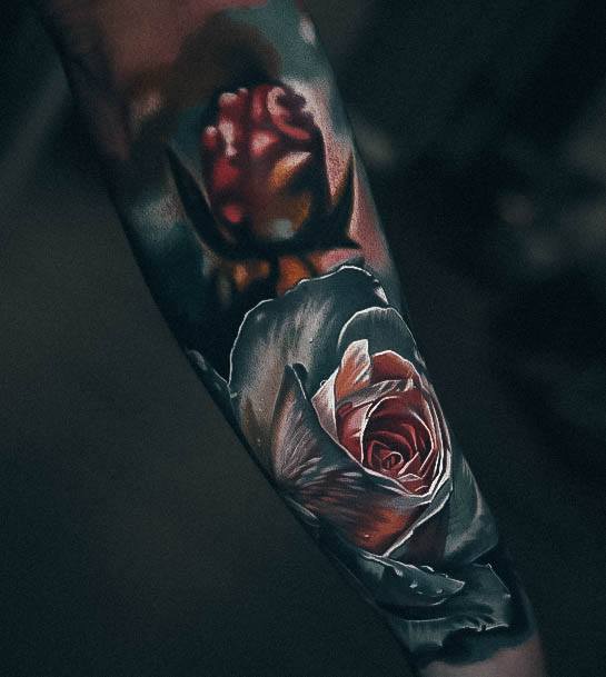 Attractive Girls Tattoo Rose Forearm