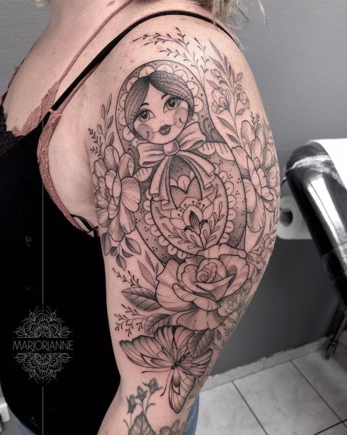 Attractive Girls Tattoo Russian Nesting Doll Matryoshka