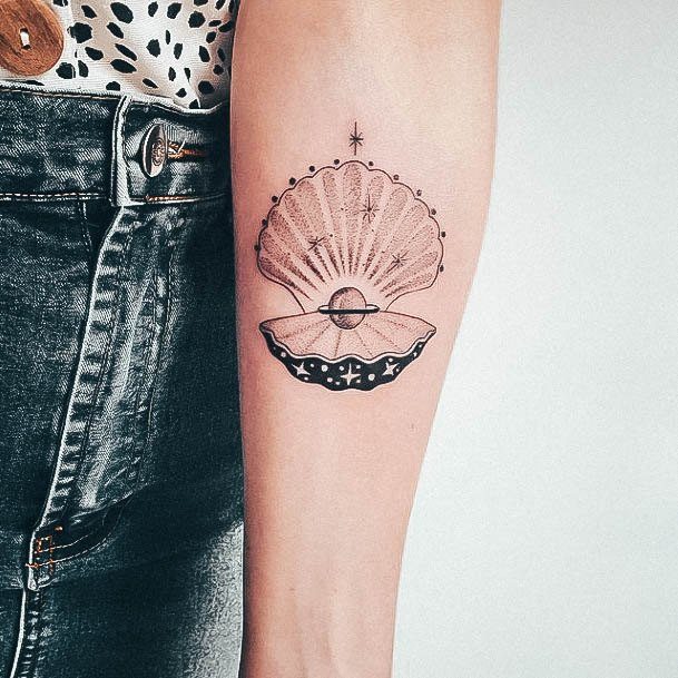 Attractive Girls Tattoo Seashell