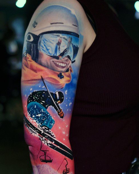 Attractive Girls Tattoo Skiing