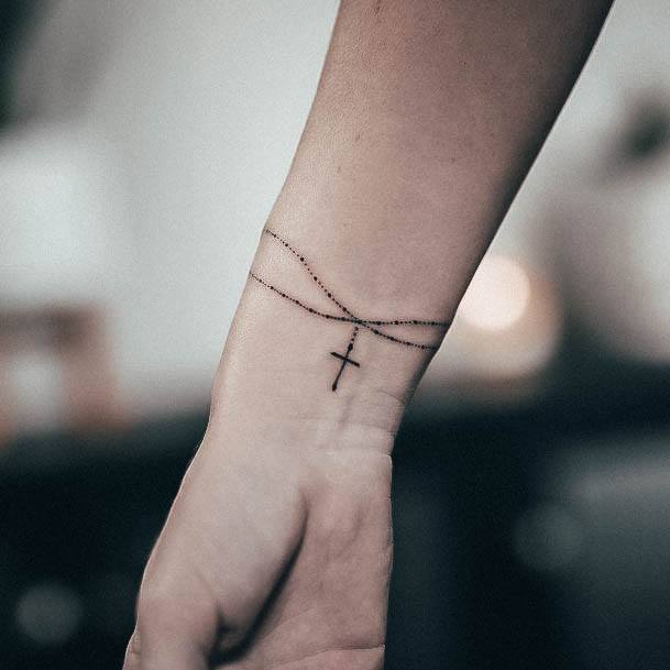 Attractive Girls Tattoo Small Cross