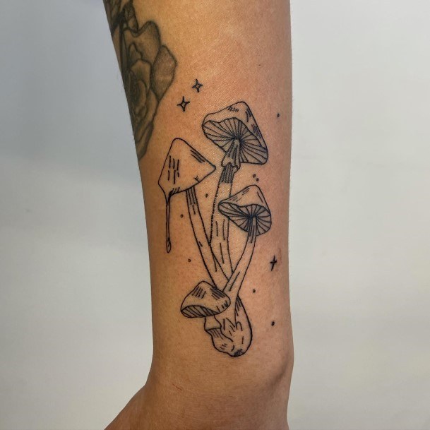 Attractive Girls Tattoo Small Mushroom