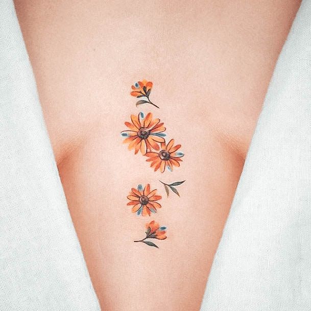 Attractive Girls Tattoo Small Sunflower