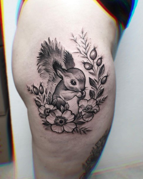 Attractive Girls Tattoo Squirrel