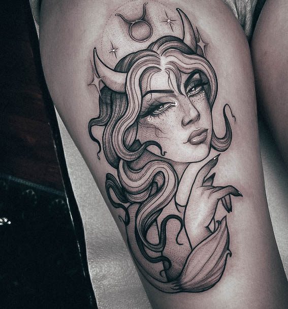 Attractive Girls Tattoo Taurus