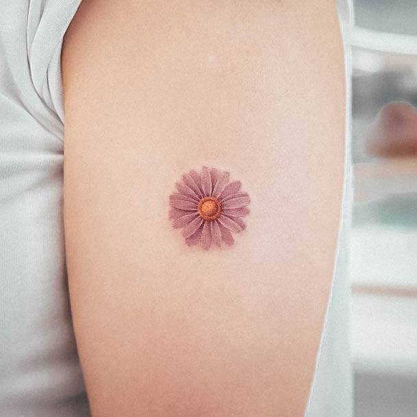 Attractive Girls Tattoo Tiny Daisey Flower Arm