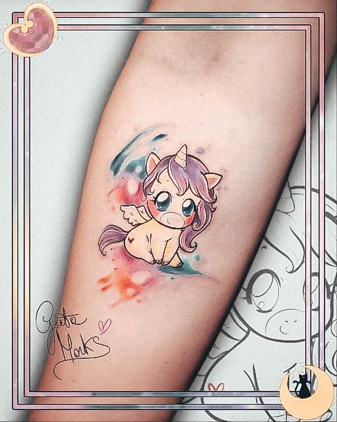 Attractive Girls Tattoo Unicorn