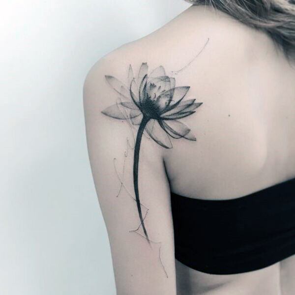 Attractive Girls Tattoo Water Lily