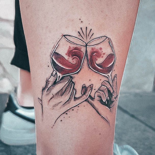 Attractive Girls Tattoo Wine Glass