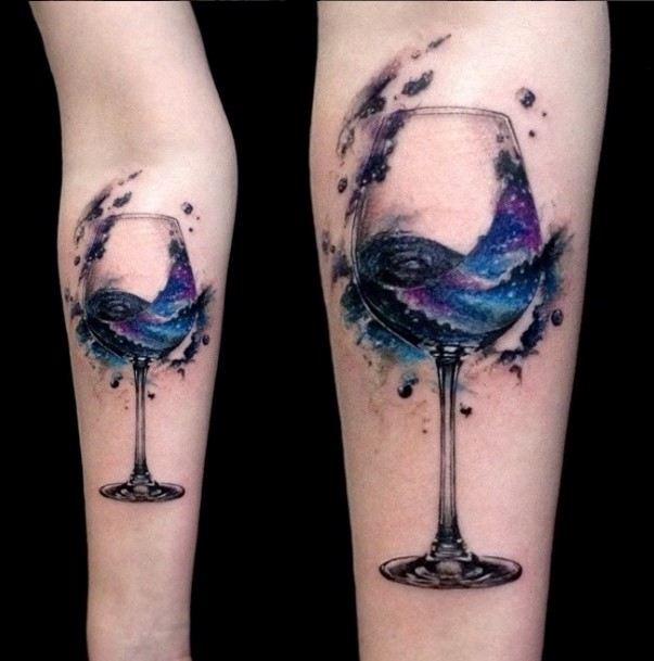 Attractive Girls Tattoo Wine