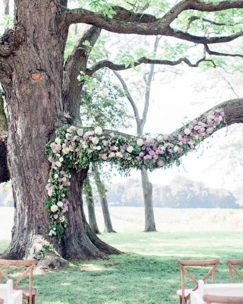 August Wedding Flowers On Trees