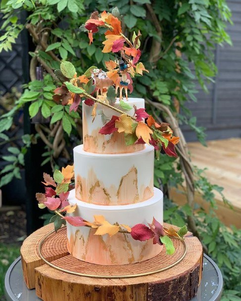 Autumn Leaved Rustic Wedding Cake Toppers