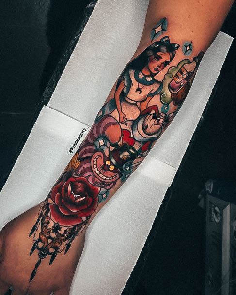 Awesome Alice In Wonderland Tattoos For Women