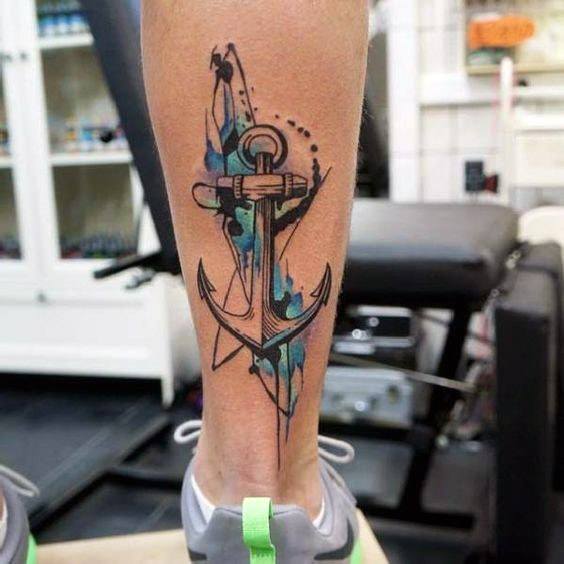 Awesome Anchor Tattoo For Women Calves