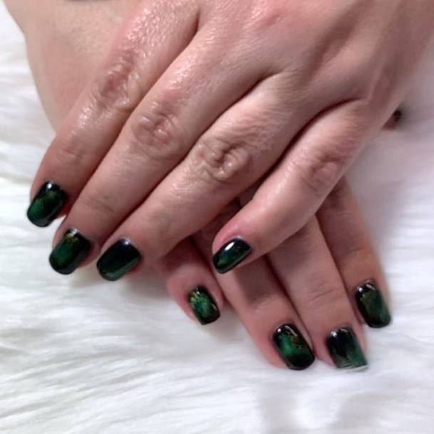 Awesome Black And Green Nails For Women