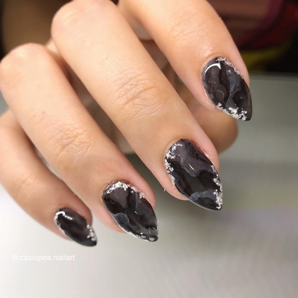 Awesome Black And White Marble Nails For Women