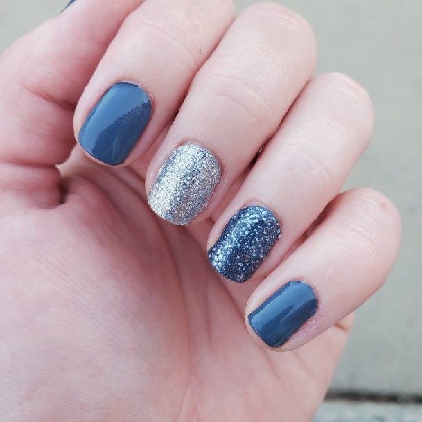 Awesome Blue And Silver Nails For Women