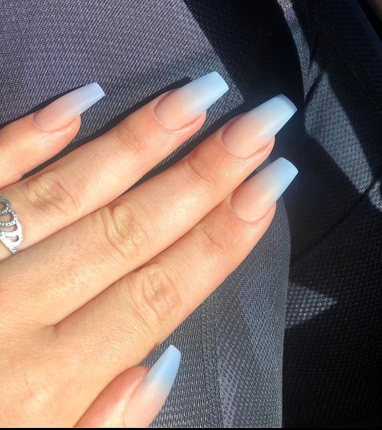 Awesome Blue Ombre Fingernails For Women